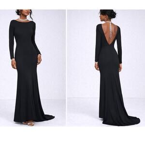 Lulus Black Long Sleeve Open Back Gown w/ Train Women’s - XSmall to Small